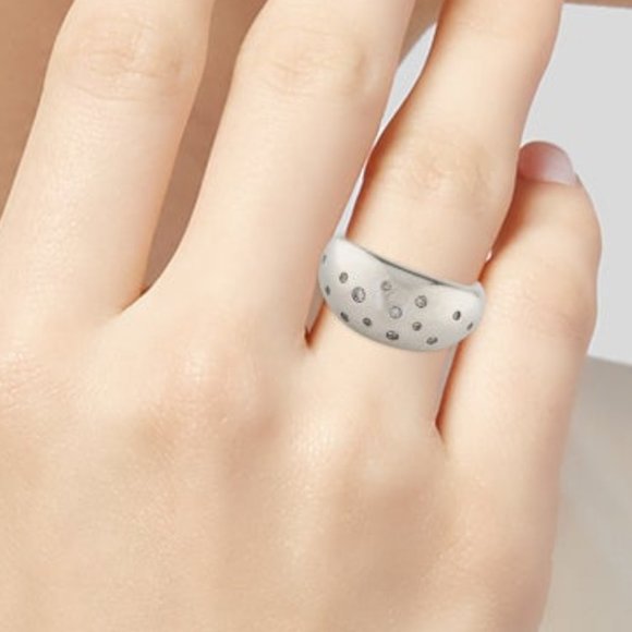 DAVID YURMAN DIAMOND STERLING SILVER DOME BAND RING - Picture 8 of 8